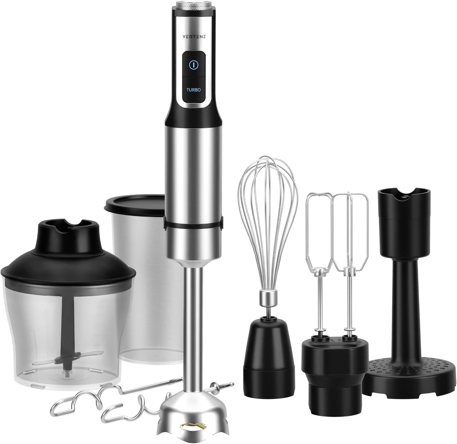 VERTENZ Titan 60 | 8-in-1 hand blender set with 1500 W | Hand Blender with Accessories | Stainless Steel Blades with Titanium Coating | LCD display | Chopper & Cup | Kitchen Appliances