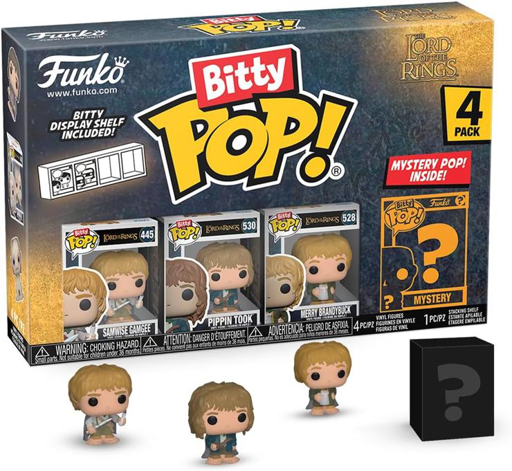 Funko Bitty Pop! Lord of The Rings - Samwise 4PK​ and a Surprise Mini Figure - 0.9 Inch (2.2 cm) Collectible Stackable Display Shelf Included - Gift Idea Party Bag Stocking