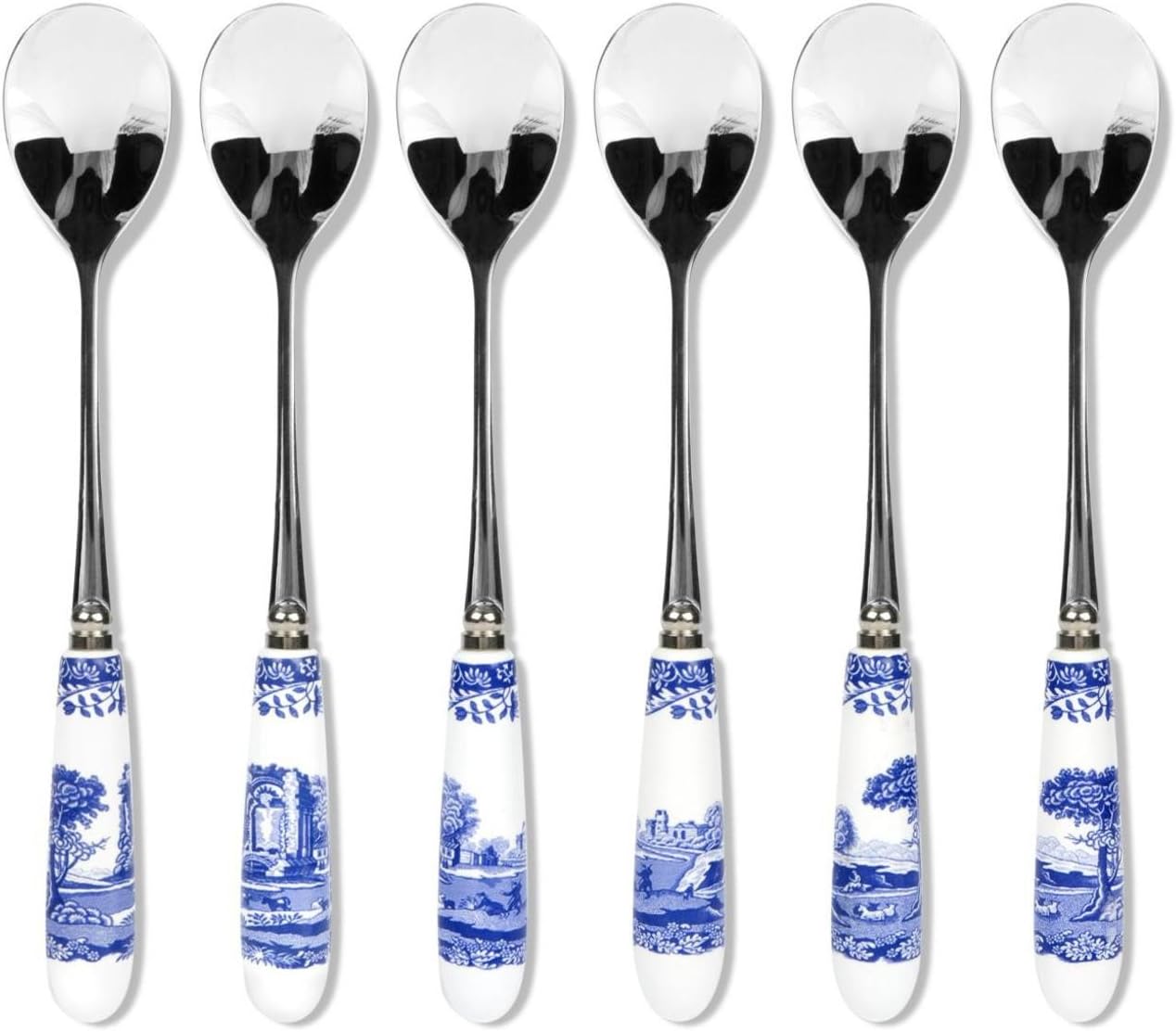 Blue Italian Tea Spoons S/6, Blue & White