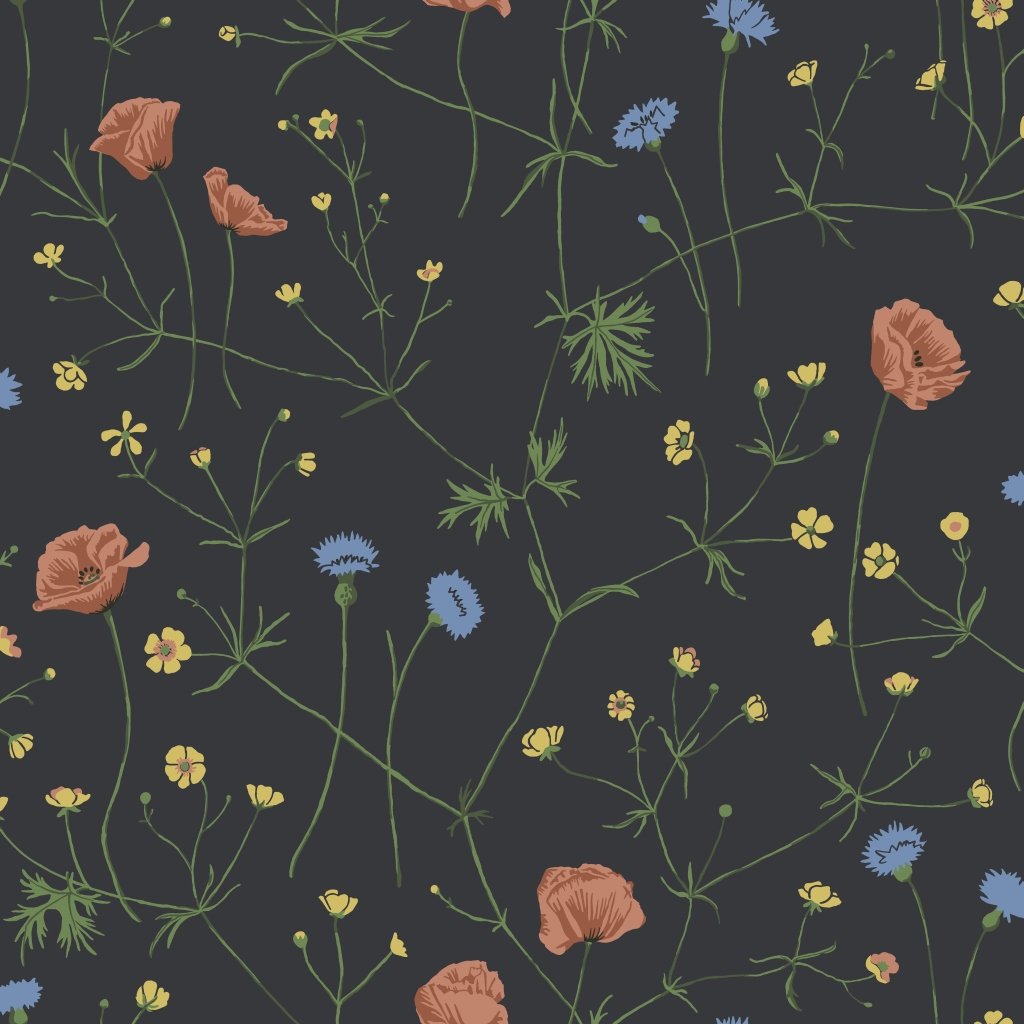 BorasTapeter Falsterbo Ii 4040 Non-Woven Wallpaper Summer Flowers Poppy Cornflower And M