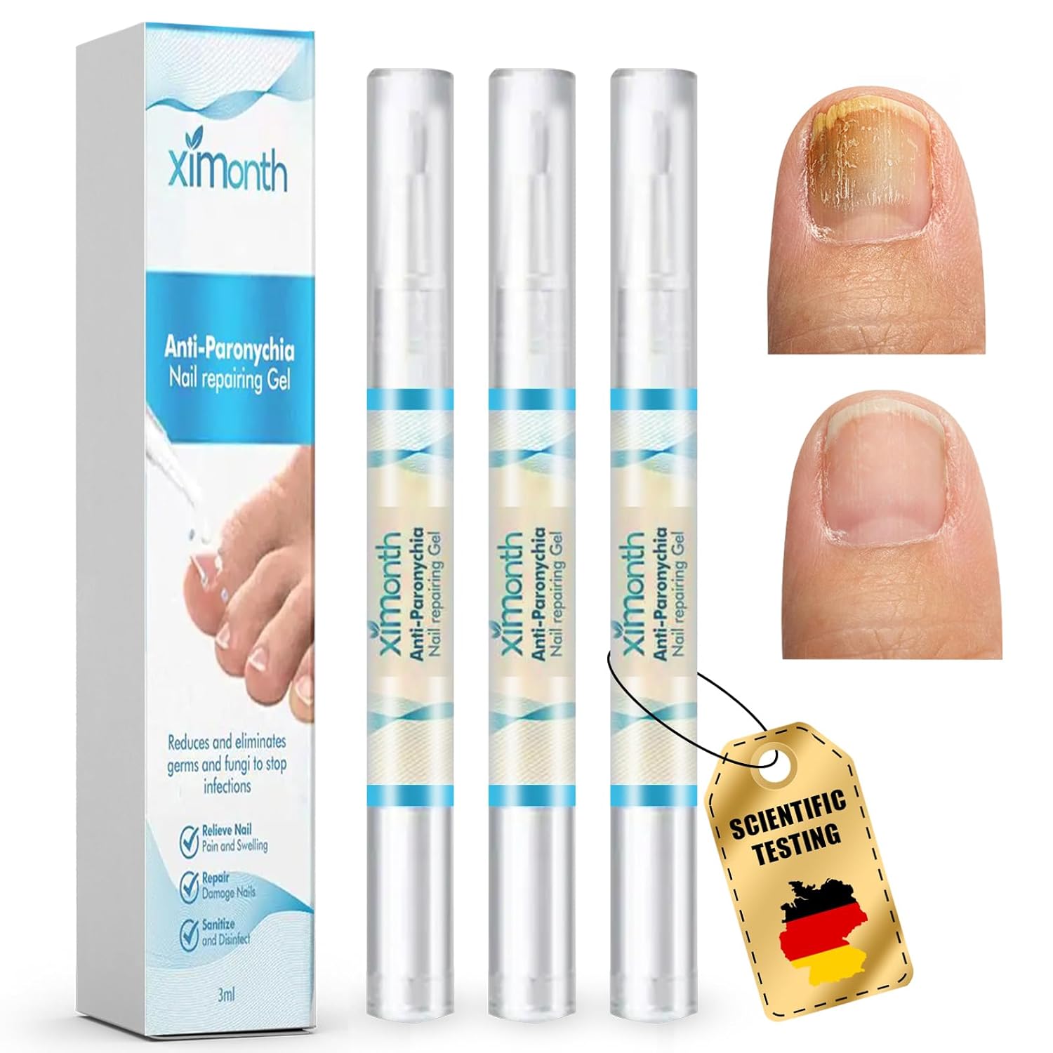 Pack of 3 Nail Care Pens, Deep Moisturizing, Nourishing Brittle Nails, Promotes Repairing Damaged and Discolored Nails, for Fingers and Toenails