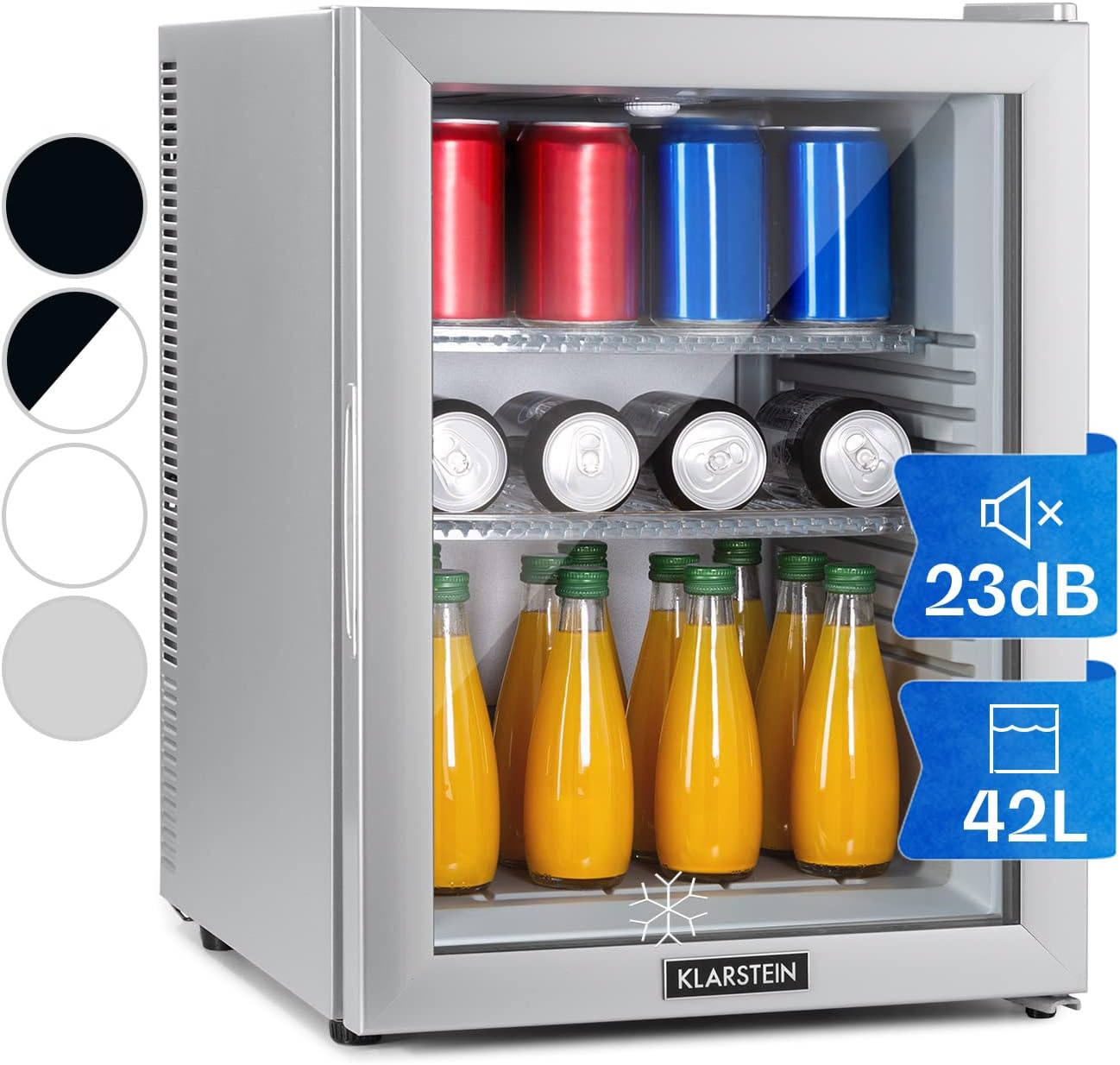Klarstein Brooklyn Mini-Bar, Mini-Fridge, Thermoelectric Cooling System, 3 Stage Cooling: up to 12 °C, EcoExcellence System: Energy efficiency class A, noiseless: 0 dB