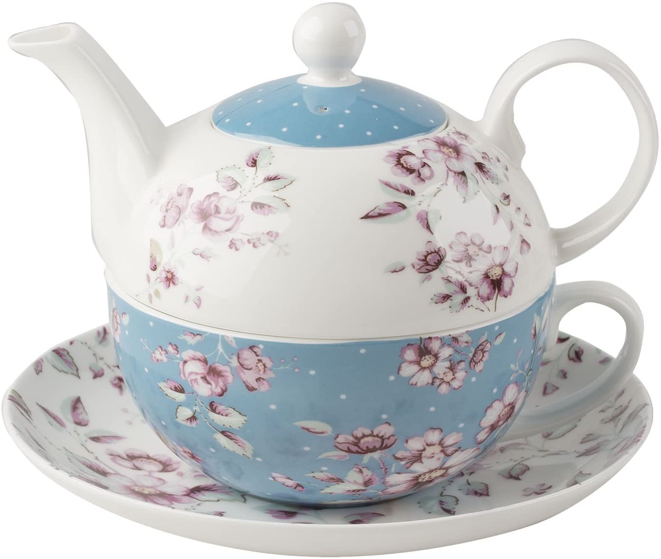 CREATIVE TOPS Katie Alice Ditsy Floral Ceramic Teapot for One - Teapot Capacity: 450 ml (15 fl oz), Cup Capacity: 280 ml (9 fl oz)