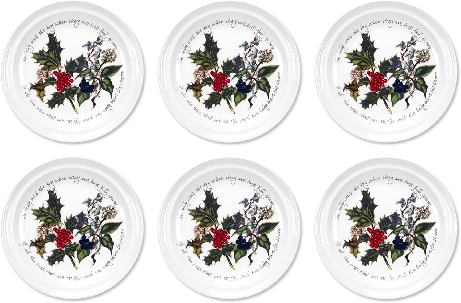 Portmeirion The Holly & Ivy Plate, Ceramic, Multi-Colour, 21.5 x 21.5 x 3 cm, 6