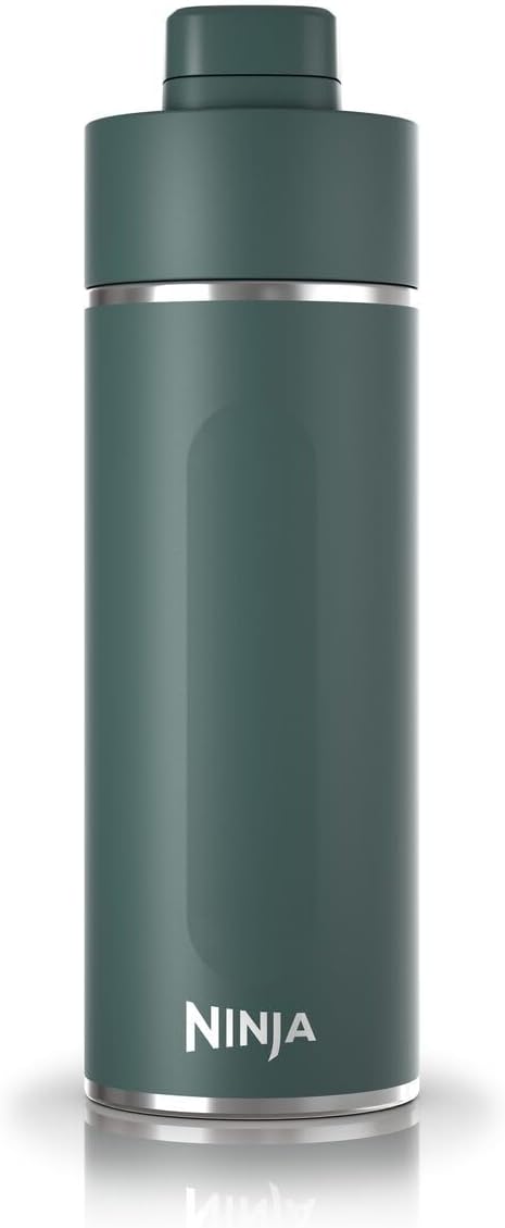 Ninja Thirsti DW2401EUUKEM Water Bottle, Thermal Mug to Go, 700 ml, Leak-proof Lid for Carbonated, Hot & Cold Drinks, Triple Insulated Travel Mug, Stainless Steel Bottle, Forest Green