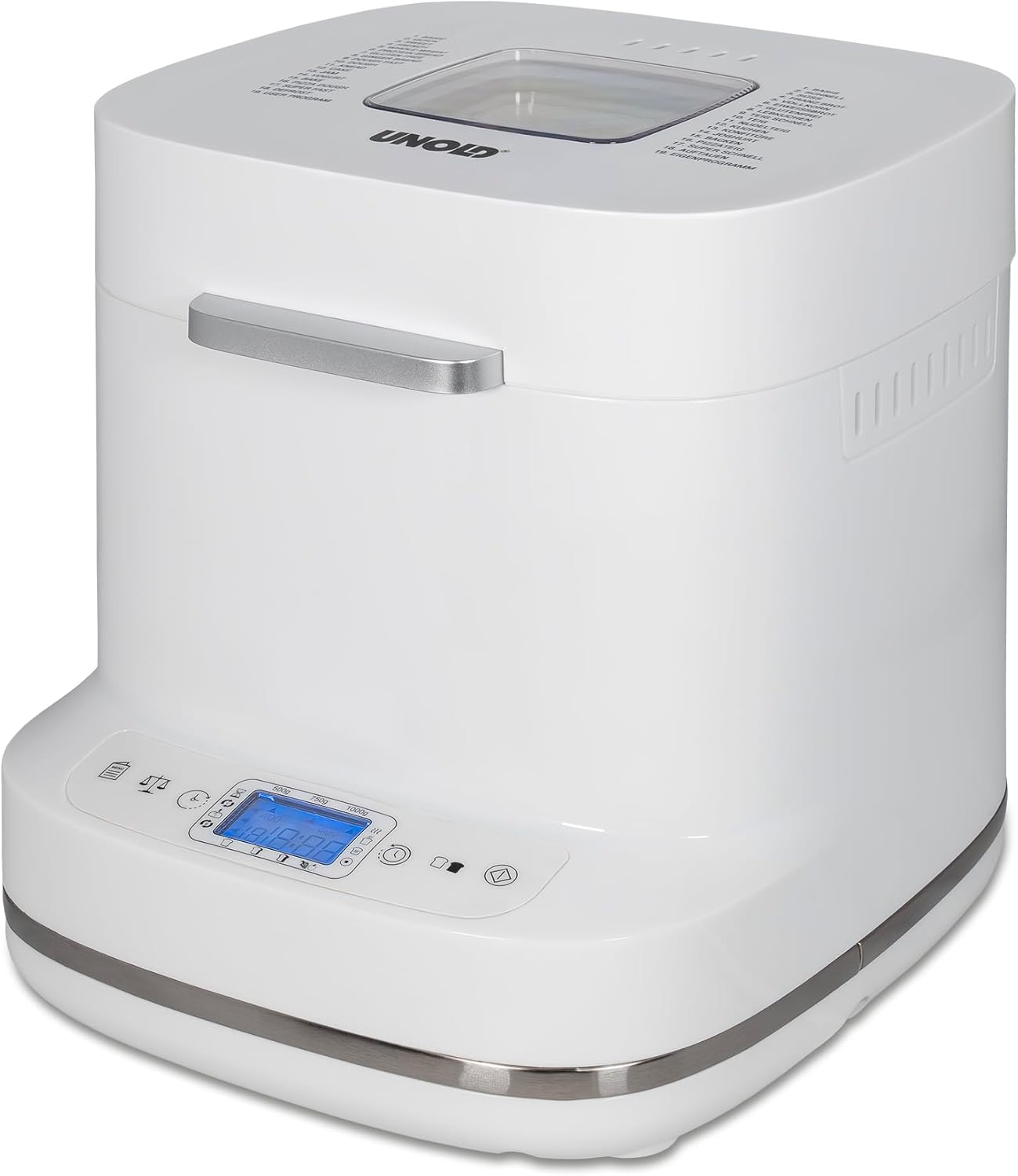 Unold Backmeister Bernd 68120, up to 1000 g weight, 19 programs, individual program, time delay, non-stick coating, LCD display, removable baking mold, 550 watts, white
