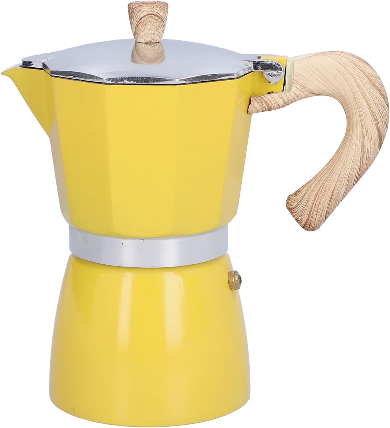 Coffee Pot, Moka Pot, 300 ml Coffee Pot, Aluminium Moka Stove Coffee Machine, Classic Italian Coffee Machine, Moka Cooker, Coffee Kettle for Gas Stove, Stove (Yellow)