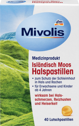 Mivolis Icelandic moss throat lozenges, 40 pcs