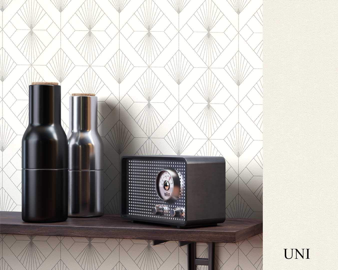 Newroom Design Newroom Wallpaper Graphic White Pattern Wallpaper Of The 50S Art Deco Non-W