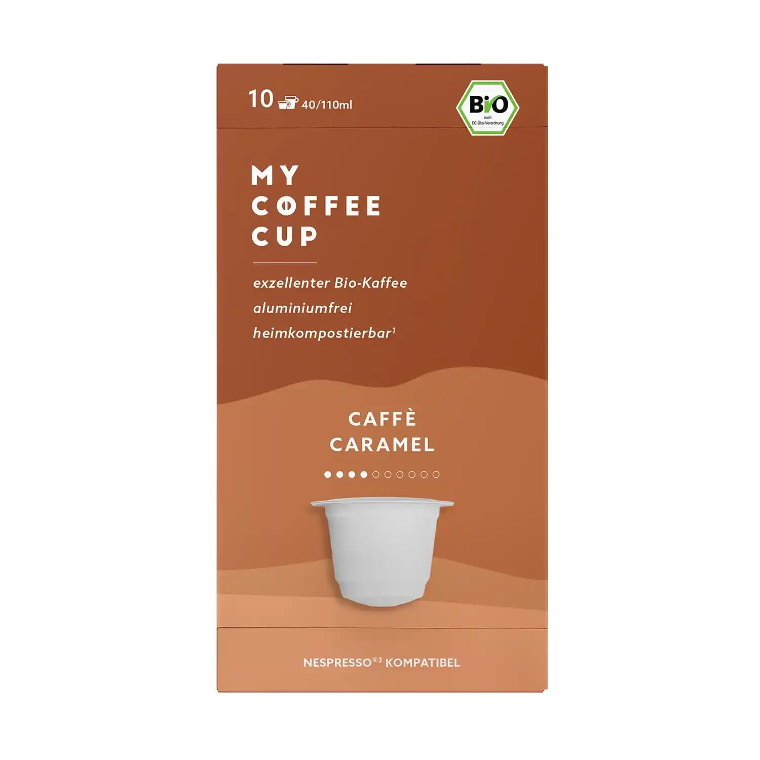 MY-COFFEE CUP My Coffee Cup - CAFFÈ CARAMEL - Organic Coffee 3 Packs I 30 Coffee Capsules for Nespresso®³ Capsule Machines I 100% Home and Garden Compostable Coffee Capsules - 0% Aluminum and Sustainable