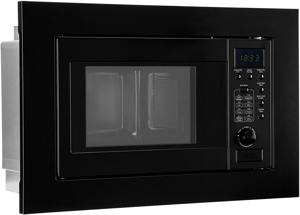 Bomann Built-in Microwave with Grill | 60cm | 800W Microwave | 1000W Grill | Includes Cooking Grate and Turntable | 20L Installation Microwave Device | MWG 2215 EB Black
