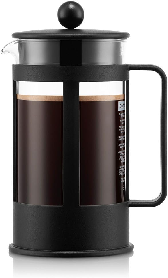 Bodum Kenya Coffee Maker - 1 L / 8 Cups - Manual French Press Made of Borosilicate Glass and Stainless Steel - Dishwasher Safe - Made in Portugal
