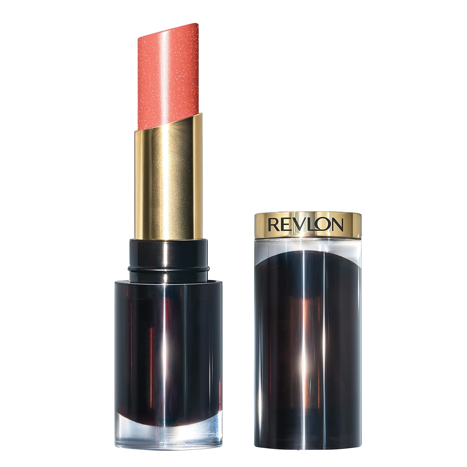 Revlon Super Lustrous Glass Shine Lipstick, High Gloss Lip Color with Moisturising Creamy Formula Enriched with Hyaluronic Acid, Aloe and Rose Quartz, 026 Dewy Peach, 3.1g