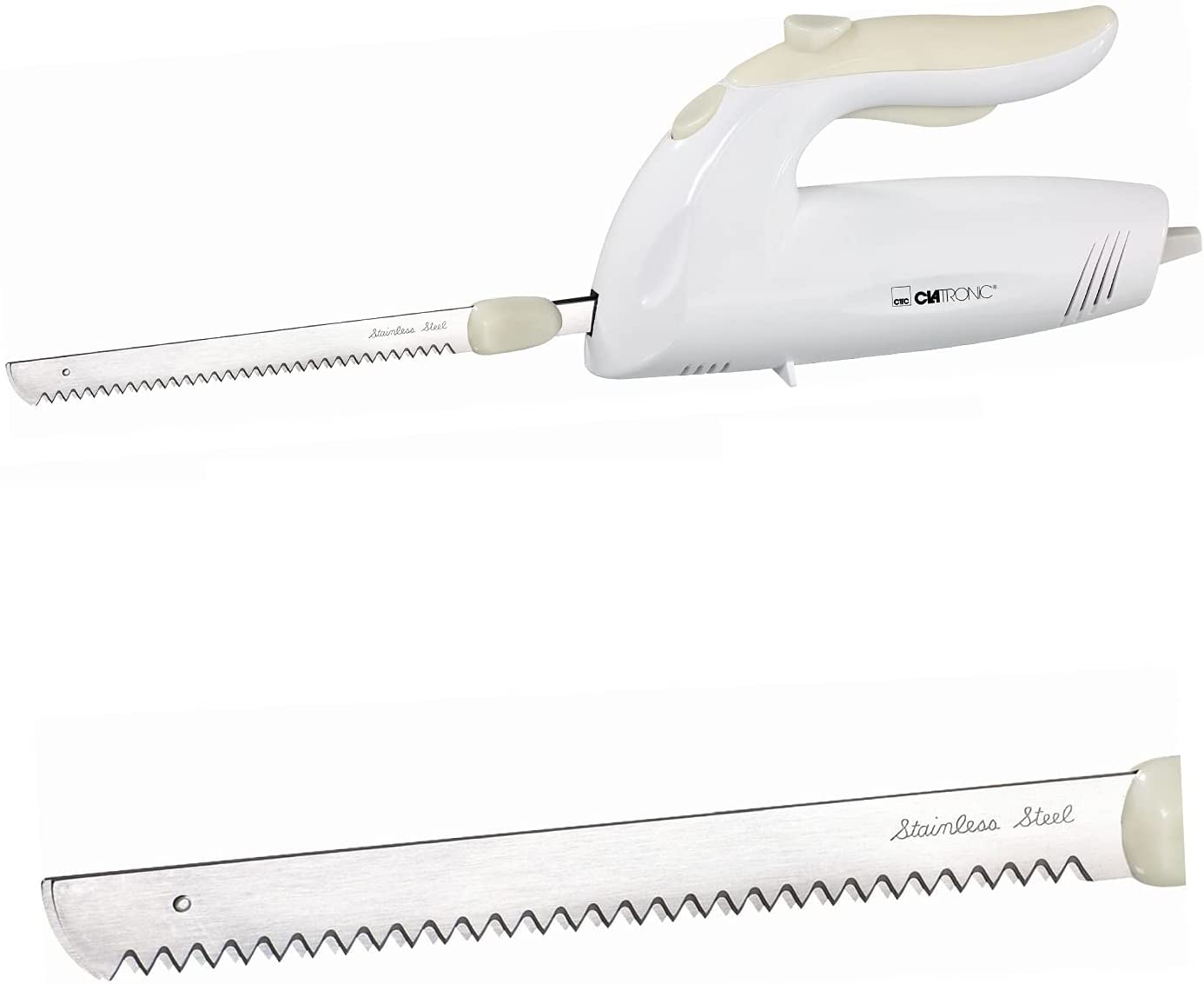 Elektromesser Electric knife with special serrated stainless steel double blades, electric knife cutter (powerful 180 watt motor + low noise and vibration)