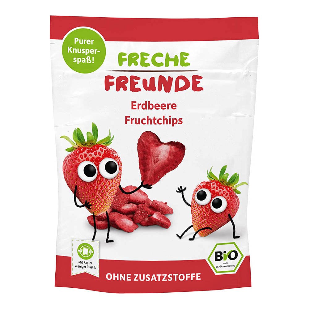 FRECHE FREUNDE Erdbär Bio Fruchtchips Erdbeere, 12 g