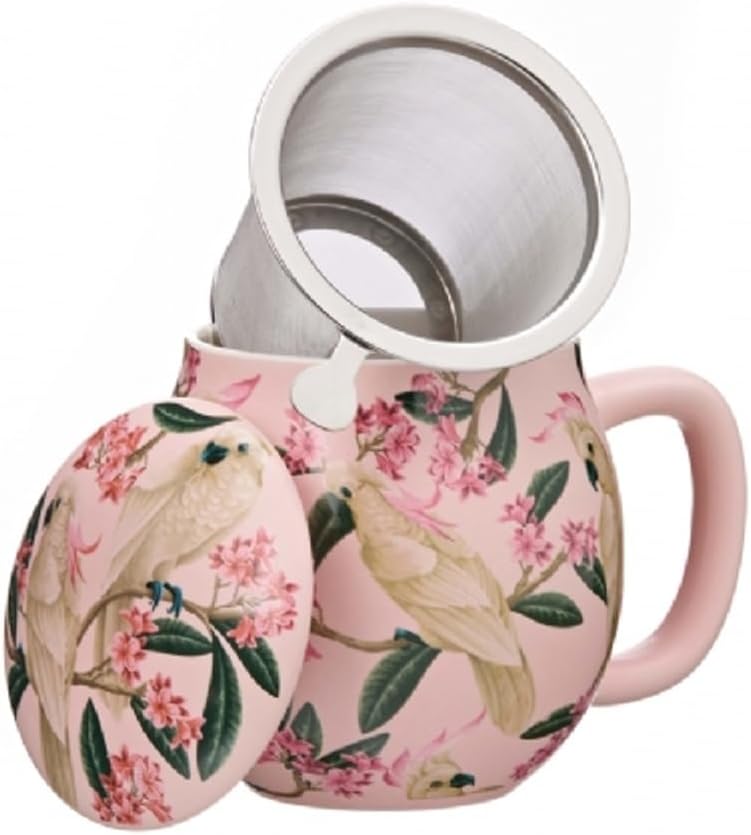 LA VIA DEL TE Porcelain Teapot with Stainless Steel Filter 0.35 Litre Camilla Birdy Parrot