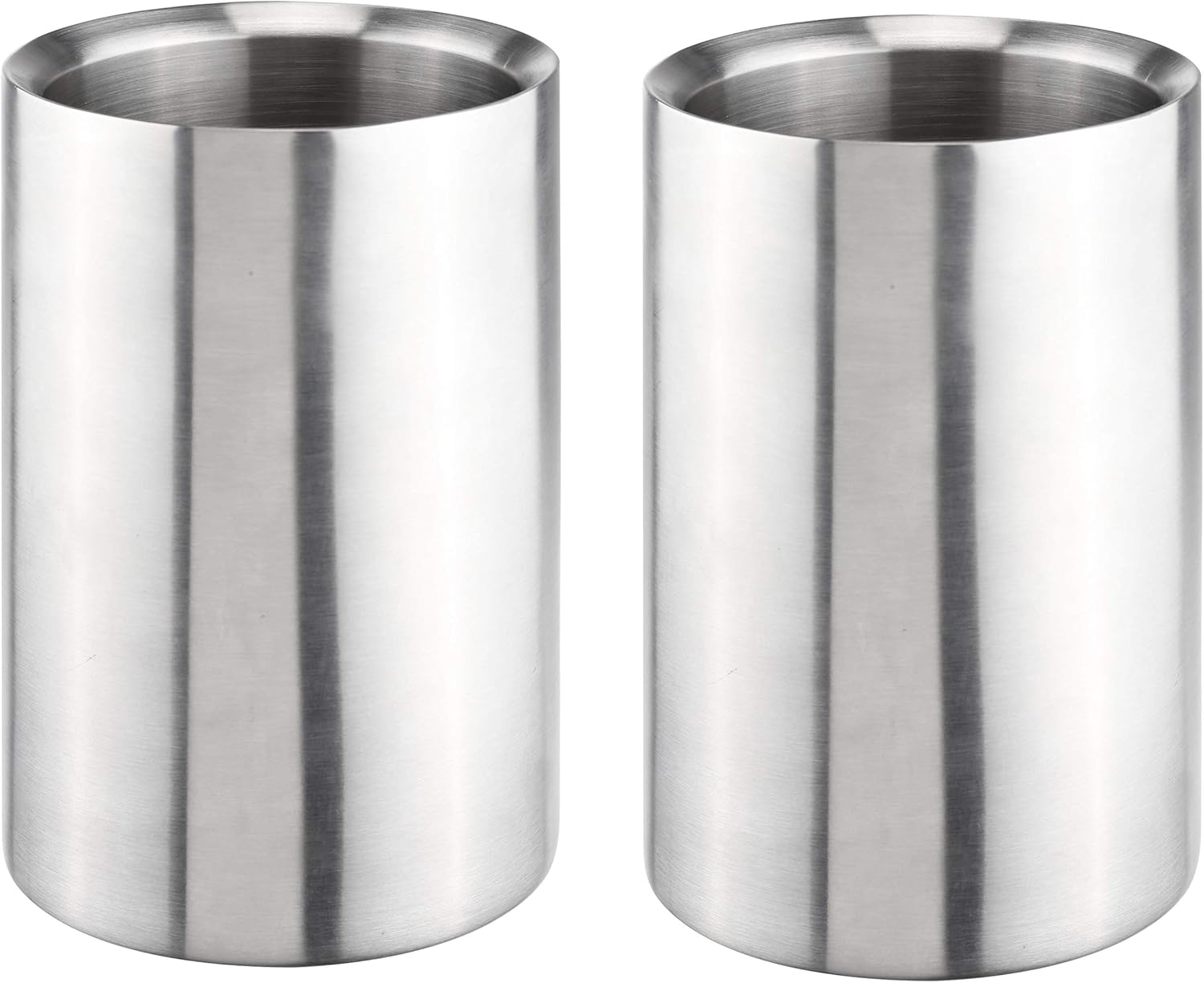 Bambelaa! Wine Cooler, Stainless Steel, High Double-Walled Champagne Cooler, Bottle Cooler, Drinks Cooler for Wine, Champagne, Sparkling Wine (Brushed Stainless Steel (approx. 12 x 19 cm), Pack of 2
