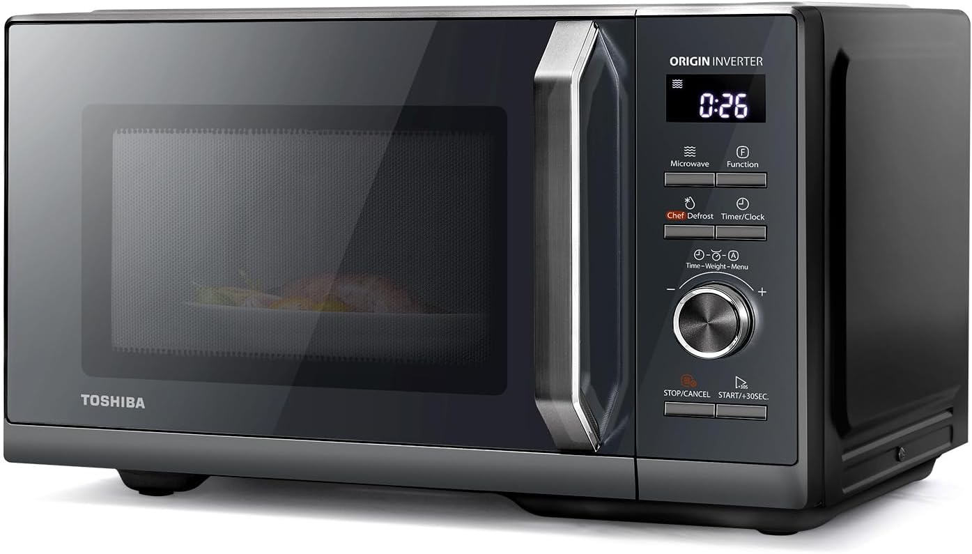 Toshiba MW3-AG25PFI(MG) Microwave with Grill Function - 25L 3-in-1 Combination Device | 900W Origin Inverter | 1100W Grill | Base | Digital | 57dB Quiet | Chief Defrost | Morandi Grey