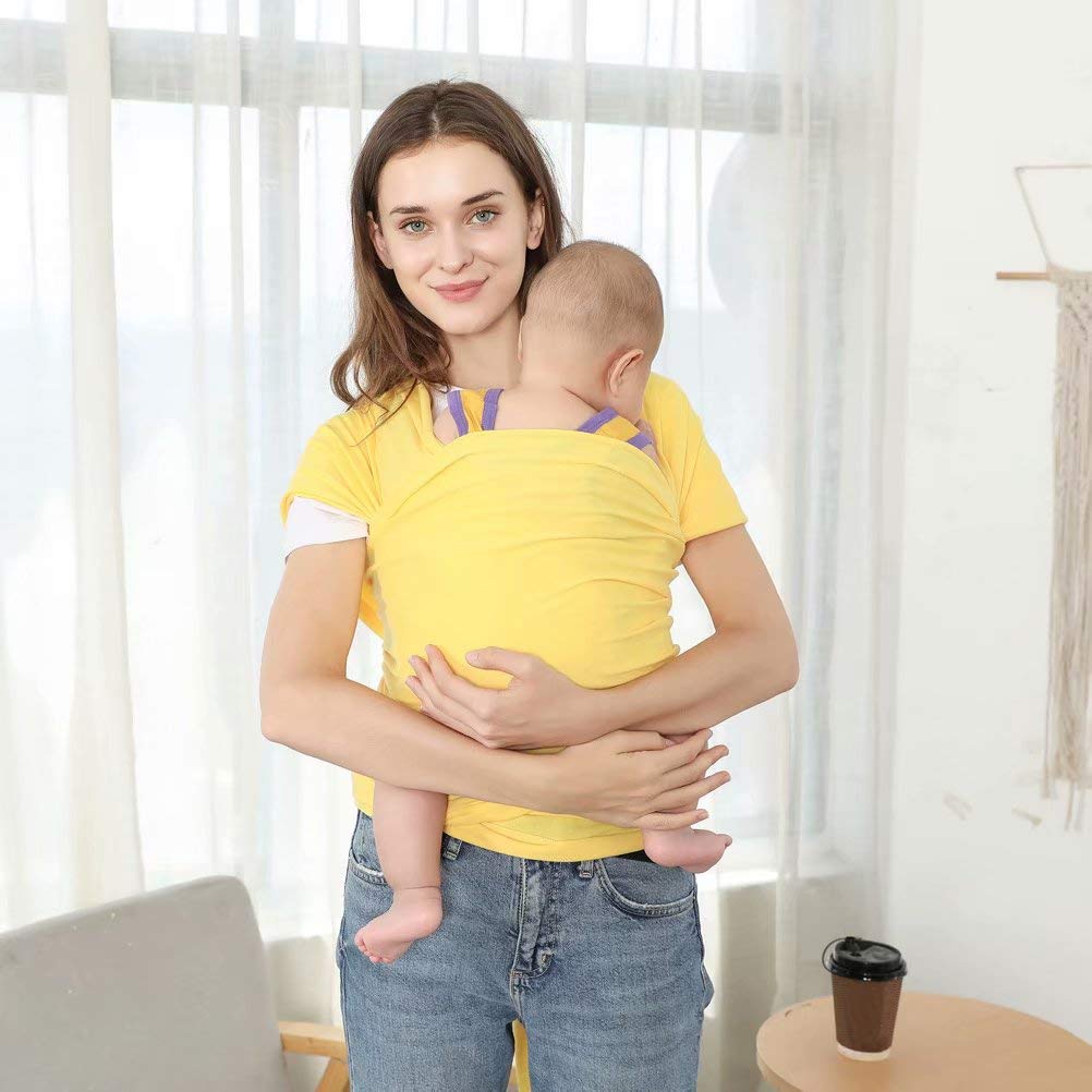 Doyeemei Weiche Wickelschlingen für Kleinkinder Neugeborene von Geburt an Wickelschlinge für Babytragen Neugeborene Premium-Baumwolle Yellow