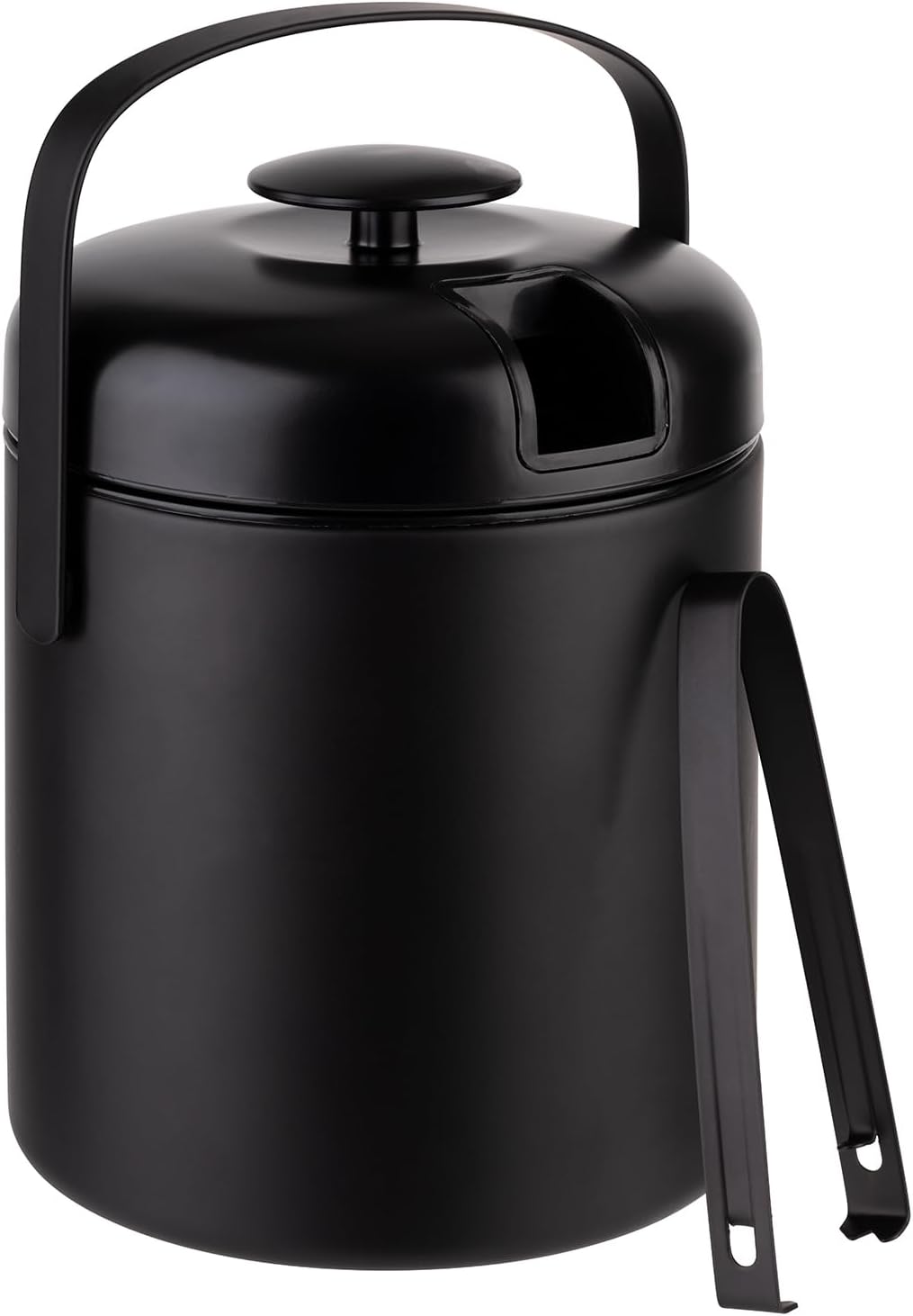 Professional Ice Bucket in Black / 1.3 Liters with Lid, Ice Tongs and Draining Rack - Ice Bucket, Ice Bucket, Ice Cube Bucket, Container for Ice Cube Storage