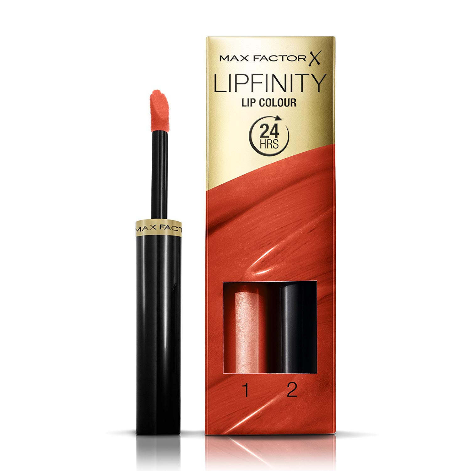 Max Factor Lipfinity Lip Colour Charming 140 – Kissable Lipstick with 24 Hours Hold without Drying Out, with Intensive Colour Release, Precise Applicator and Intensely Nourishing Gloss Top Coat, ‎charming