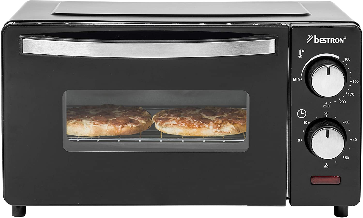 Bestron 9 Litre 800 Watt Compact Mini Oven with Top / Bottom Heat, Black