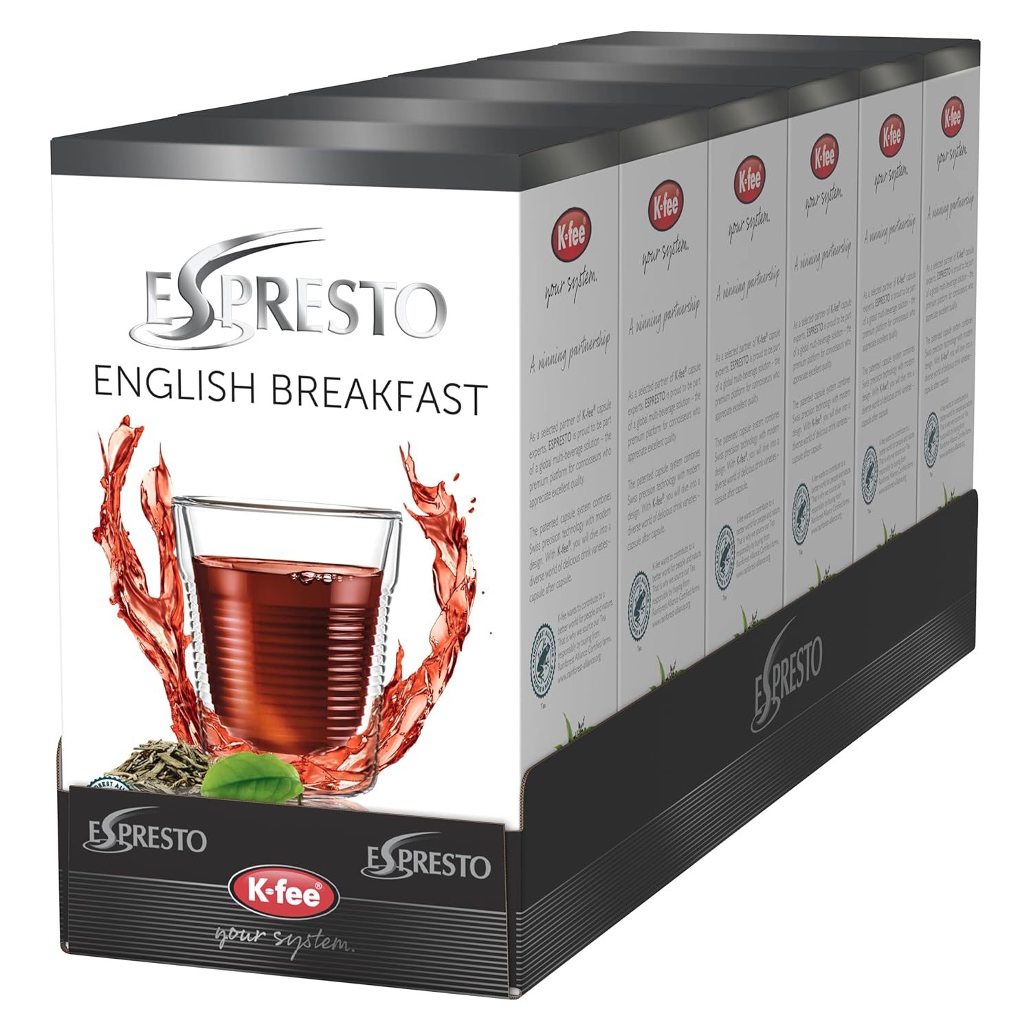 ESPRESTO English Breakfast I Black Tea I Tea Capsules I Compatible with K-fee - your system I RFA Certified I 96 Capsules