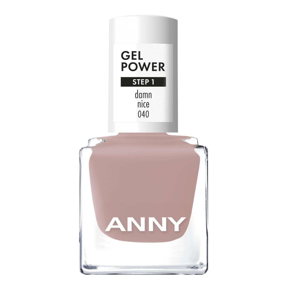 ANNY Gel Power Nail Polish - Gel Color Nail Polish without UV Lamp, Brilliant Shine & Lasts up to 12 Days, Chip & Scratch Resistant, Damn Nice - Gentle Taupe Beige - 8ml