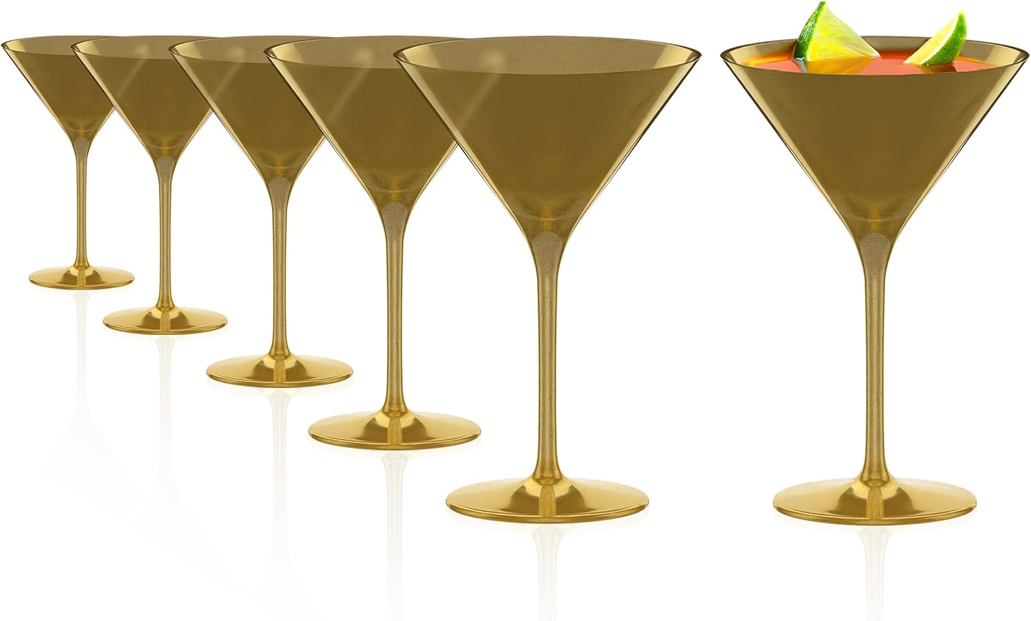Stölzle Lausitz Grandezza Cocktail Glasses Martini Crystal Glass Set of 6 - 240ml (Gold Gloss)