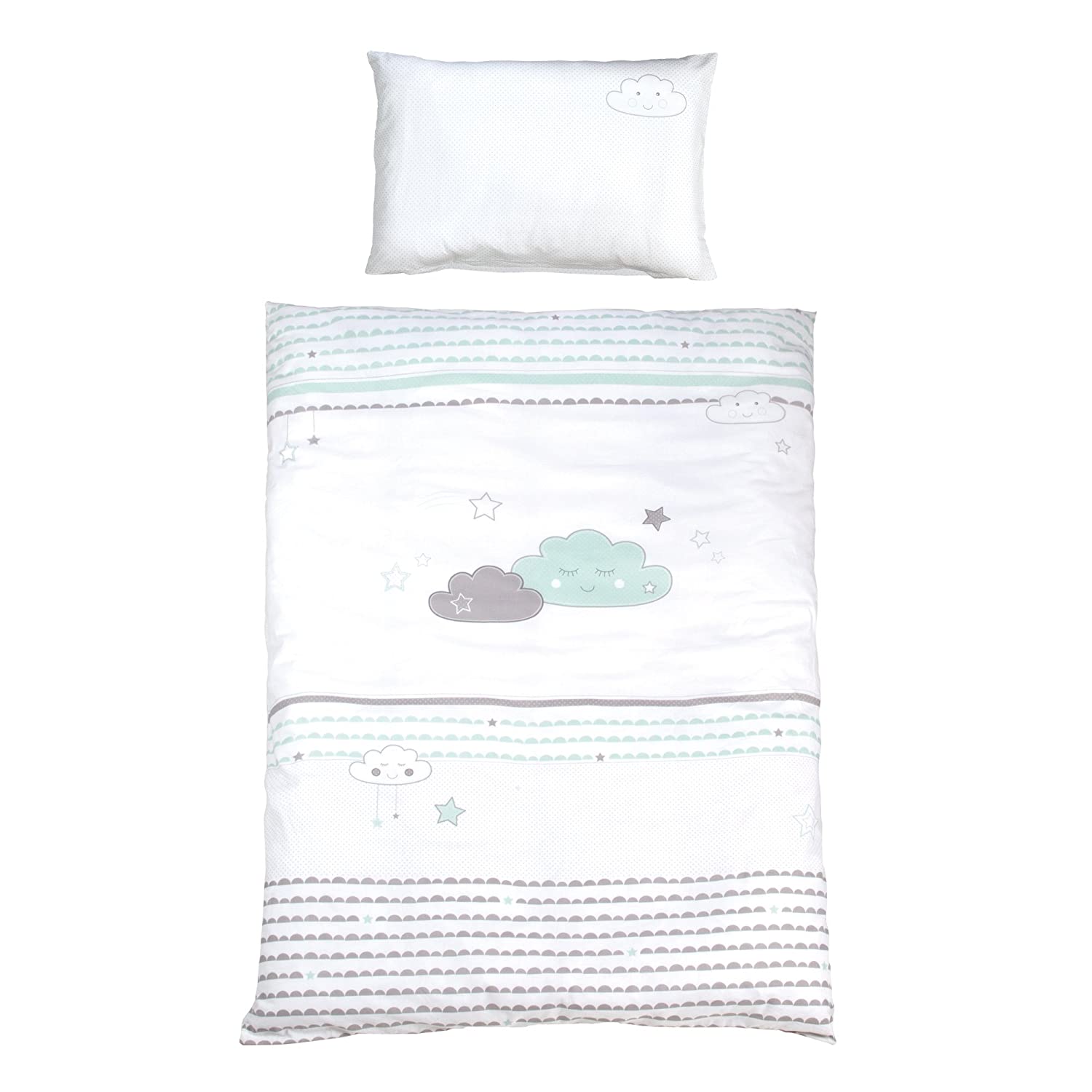 roba \'Happy Cloud\'\' Collection 2-Piece Children\'s Bed Linen 100 x 135 cm 100% Cotton Duvet Cover and Pillowcase for Babies and Children