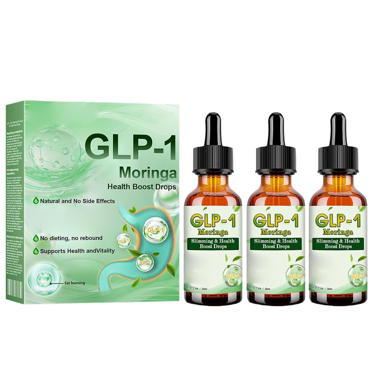LERCEA GLP-1 Moringa Health Boost Drops, HHVB GLP-1 Health Boost Drops, Organic Moringa GLP-1 (3PC)