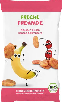 FRECHE FREUNDE FRECHE FRIENDE children's snack crunchy pillow banana & raspberry from 1 year, 30 g