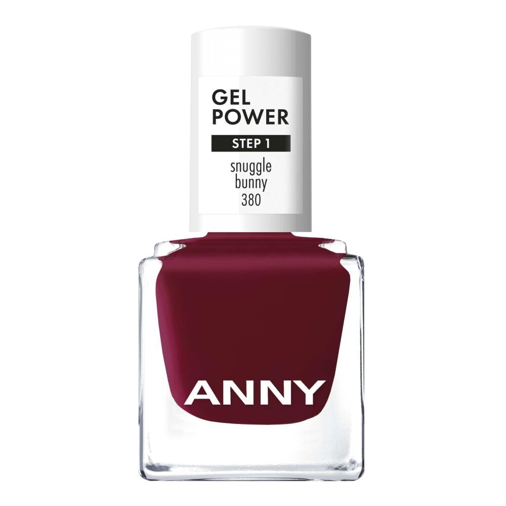 ANNY Gel Power Nail Polish - Gel Color Nail Polish without UV Lamp - Brilliant Shine & Up to 12 Days Last, Chip & Scratch Resistant - Snuggle Bunny - Dark Cherry - 8ml