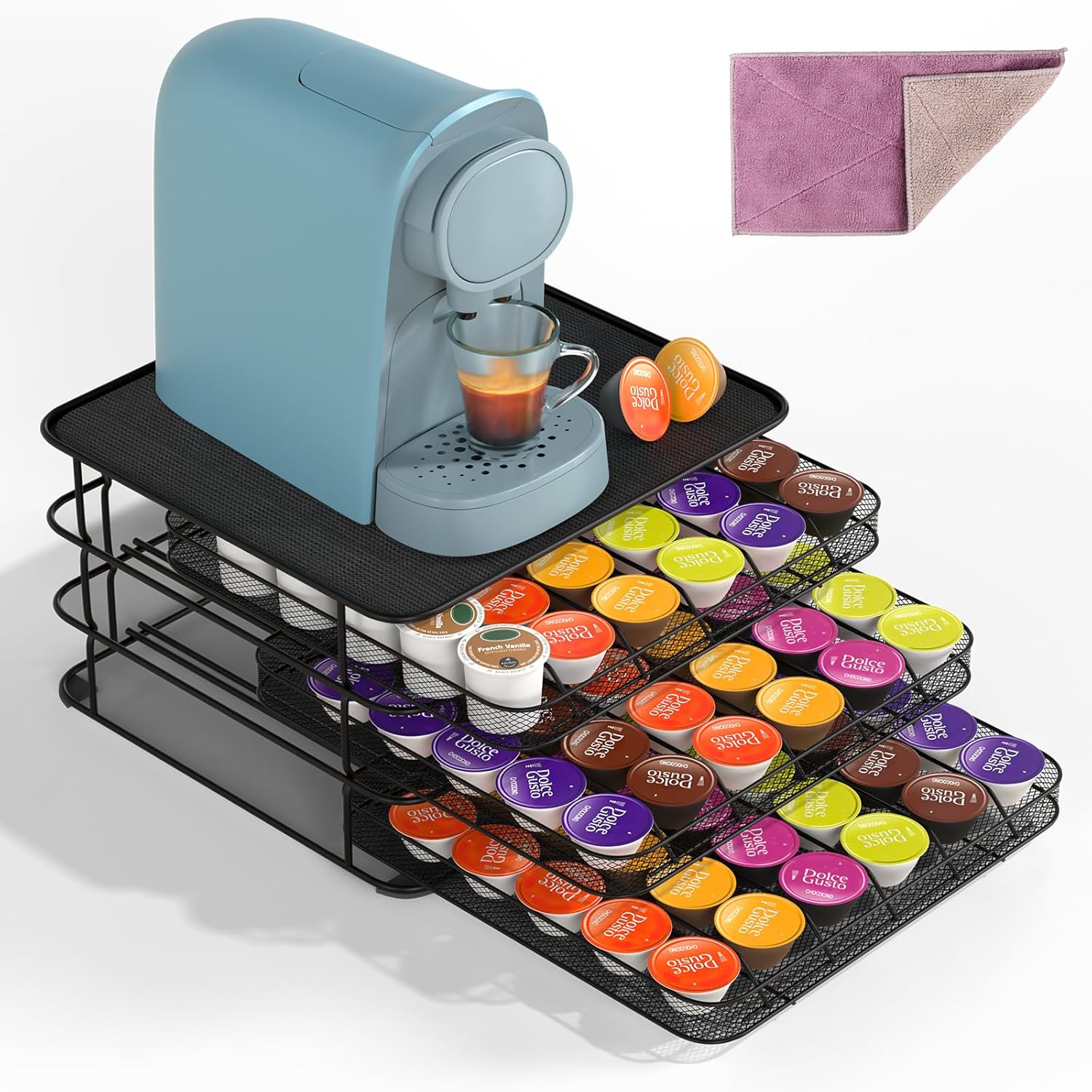Masthome 3-Tier Coffee Capsule Holder for Dolce Gusto, Coffee Capsules Storage of 108 Capsules, Capsule Stand with Non-Slip Surface, Black