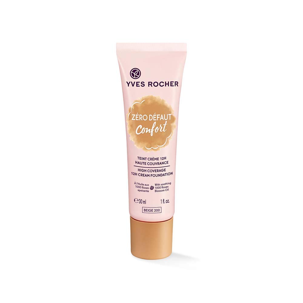 Yves Rocher COULEURS NATURE Cream Make-Up 12 Hours, High Coverage, Beige 200, 1 x Glass Jar 40 ml, ‎beige 200