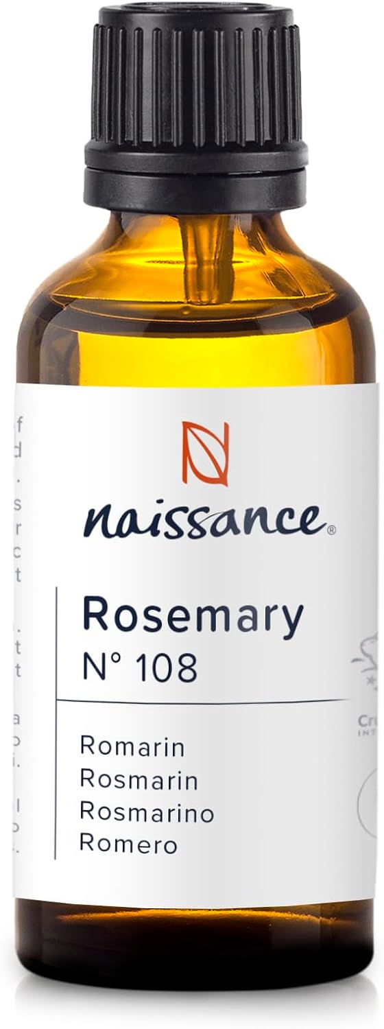 Naissance Rosemary Oil (No. 108), 50 ml, 100% Natural Pure Rosemary Essential Oil, for Hair, Hair Growth, Eyelashes, Scalp, Aromatherapy