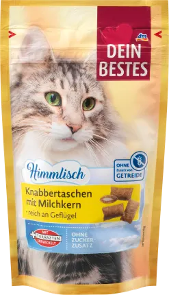 Dein Bestes Cat treats, nibble bags with milk core, heavenly, 50 g