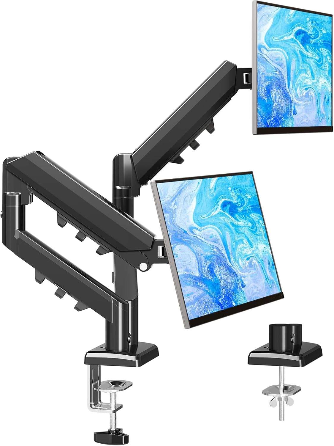 MOUNTUP Store MOUNTUP Monitor Mount for 2 Monitors (13 to 32 inch Screens), Dual Arm Monitor Mount, Height Adjustable, Holds 2-10 kg, Tiltable, Swivel, Rotatable, VESA 75/100mm, EU8014B