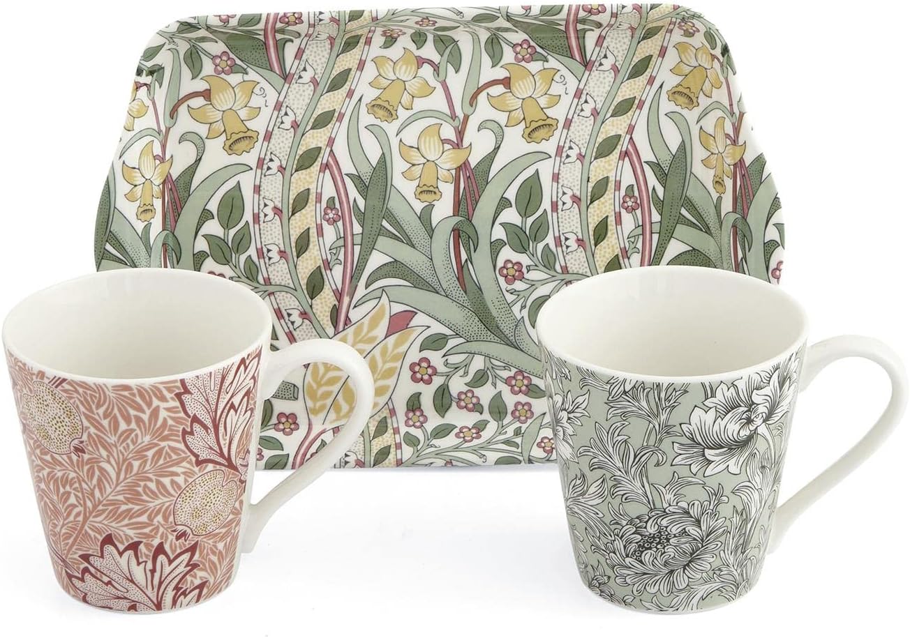 Portmeirion Home & Gifts Ceramic Spode X0011659175 Morris & Co Designs Mug and Tray, Multi-Colour