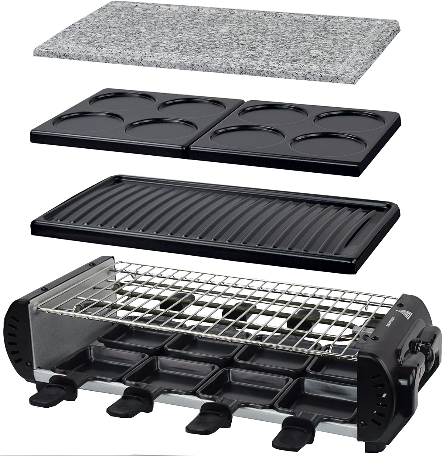 Syntrox Germany Design Raclette Liestal with 4 Grill Plates and Hot Stone for 8 People Grill