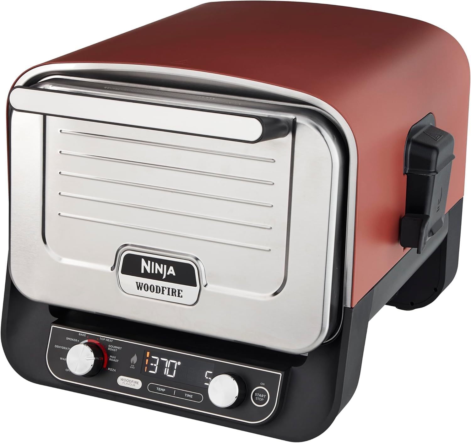 Ninja Woodfire Outdoor Oven 8 in 1 Pizza Oven BBQ Smoker with Roasting Rack OO101EU + Adjustable Stand and Side Table 4718J800EUUK