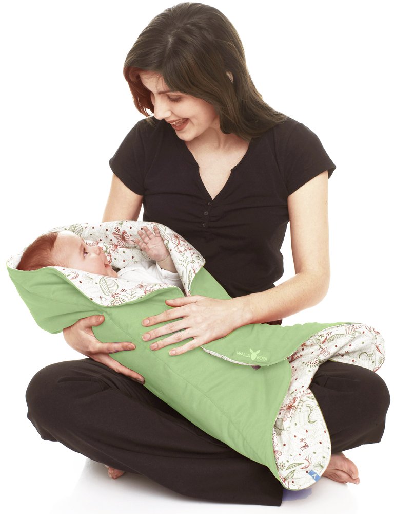 Wallaboo Leaf Swaddling Blanket for Baby Car Seat for Pram, Buggy, Cotbed, Beautiful Flower Shape, Suede and Cotton, 85 x 85 cm, 0-12 Months, Green