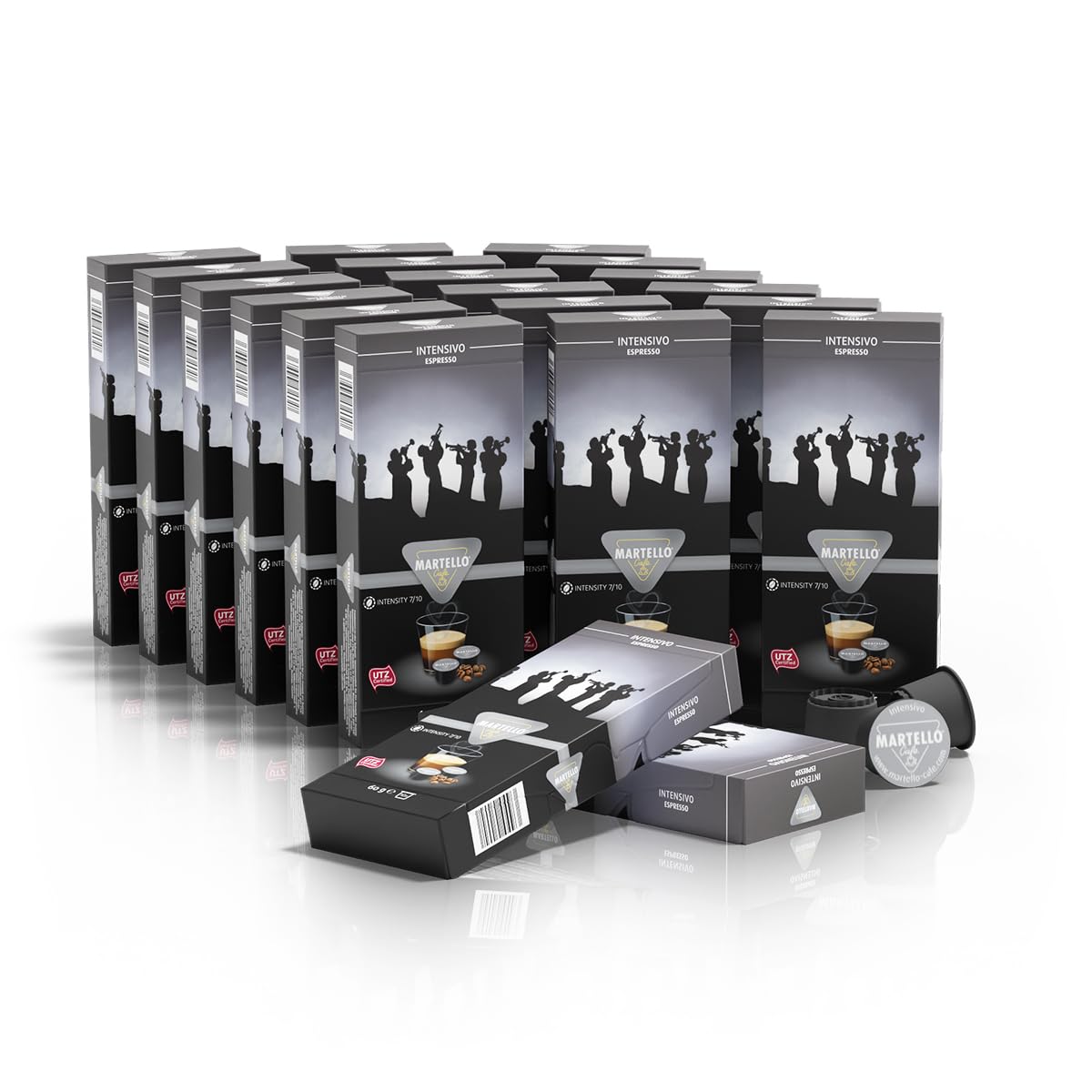 MARTELLO Cafe Martello Coffee Capsules Intensive UTZ Certified Sustainable and Fair Hand-Picked Master Pack 200 Capsules (20 x 10), for Martello Capsule Machines