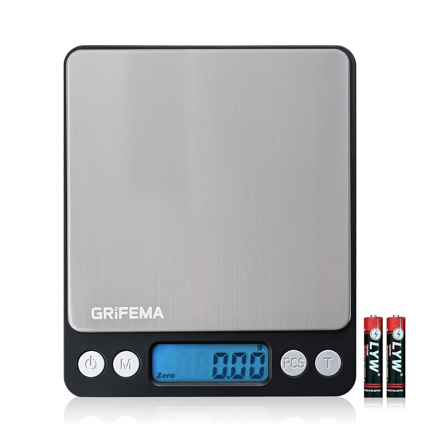 GRIFEMA Store GRIFEMA Professional Digital Kitchen Scales (High Precision 0.05 g - 500 g) - Precision Scales with LCD Display and 2 Batteries, Letter Scales Automatic Storage and Tare Kitchen Scale Small with 6 Units of Measure