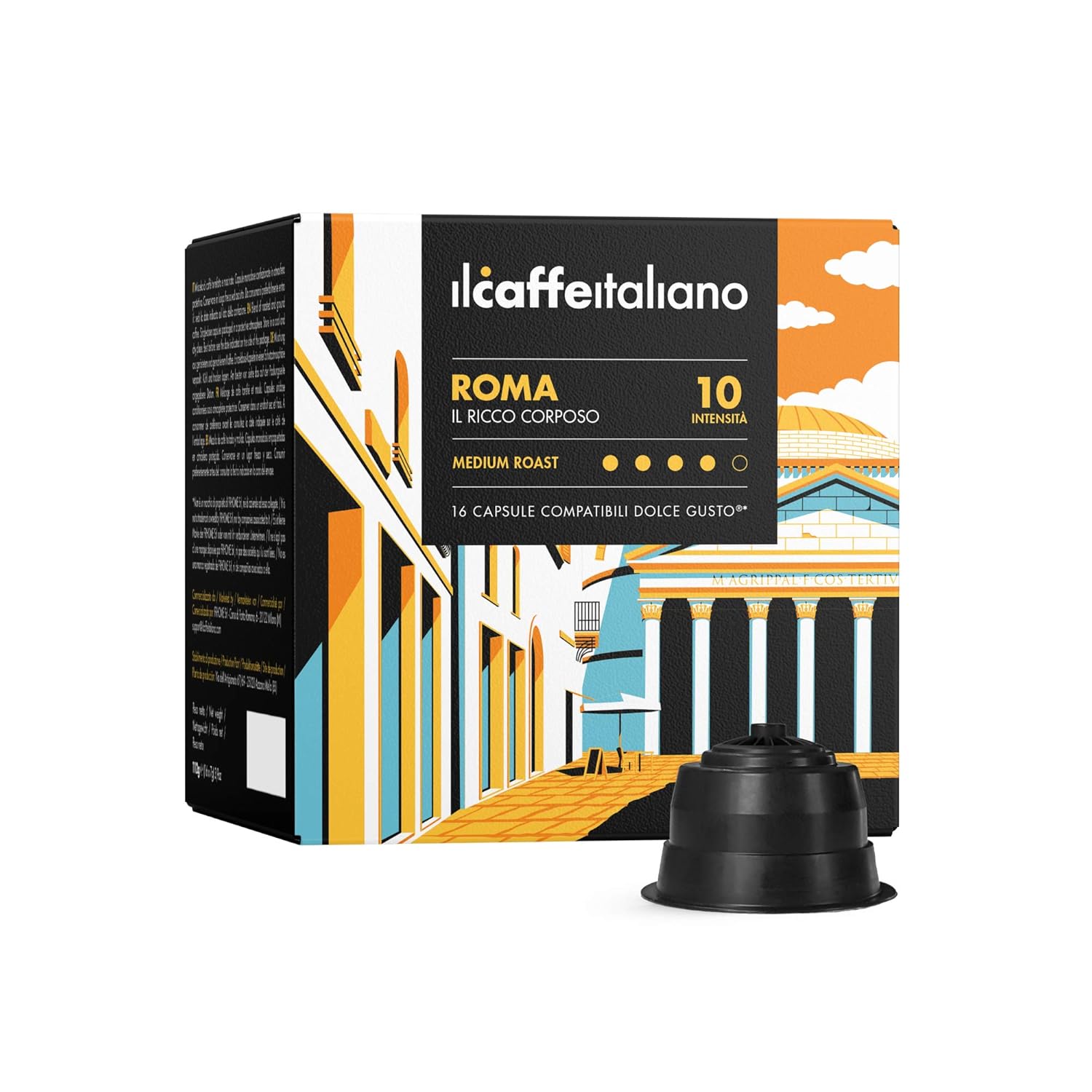 Il Caffè Italiano Coffee Capsules Compatible Dolce Gusto Roma 96 Pieces Compatible Dolce Gusto Coffee Capsules with Rich and Intense Aroma Compatible Nescafe Dolce Gusto Capsules Frhome