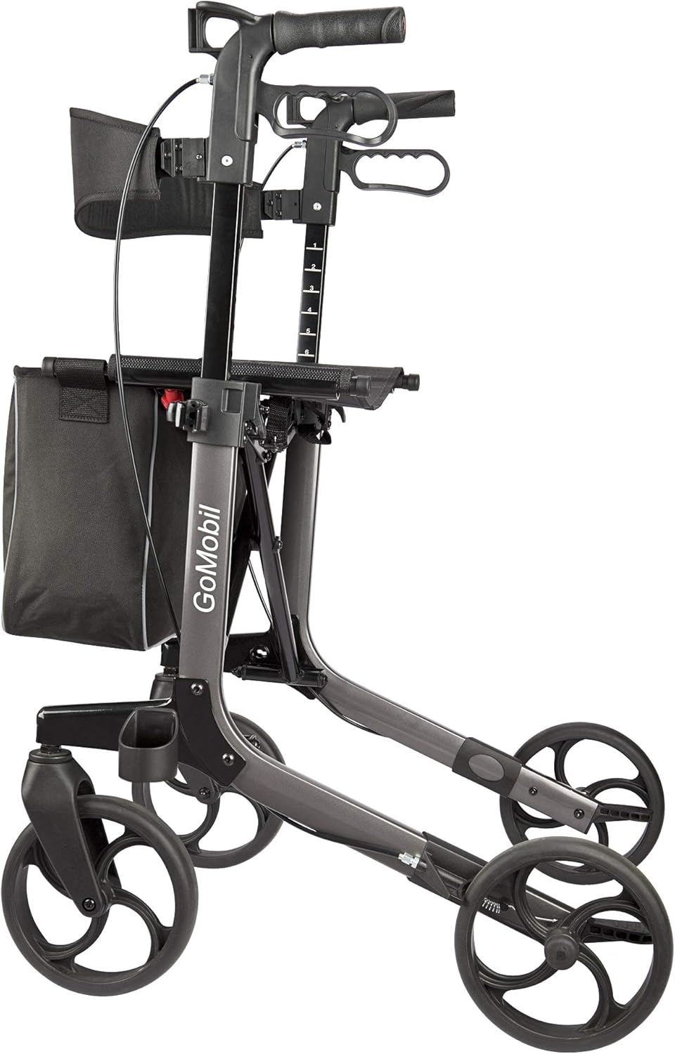 Trendmobil GoMobil Lightweight Rollator with Wide Comfort Back Strap, Stick Holder and Shopping Bag - Foldable Aluminum Rollator - Weight Only 7 kg