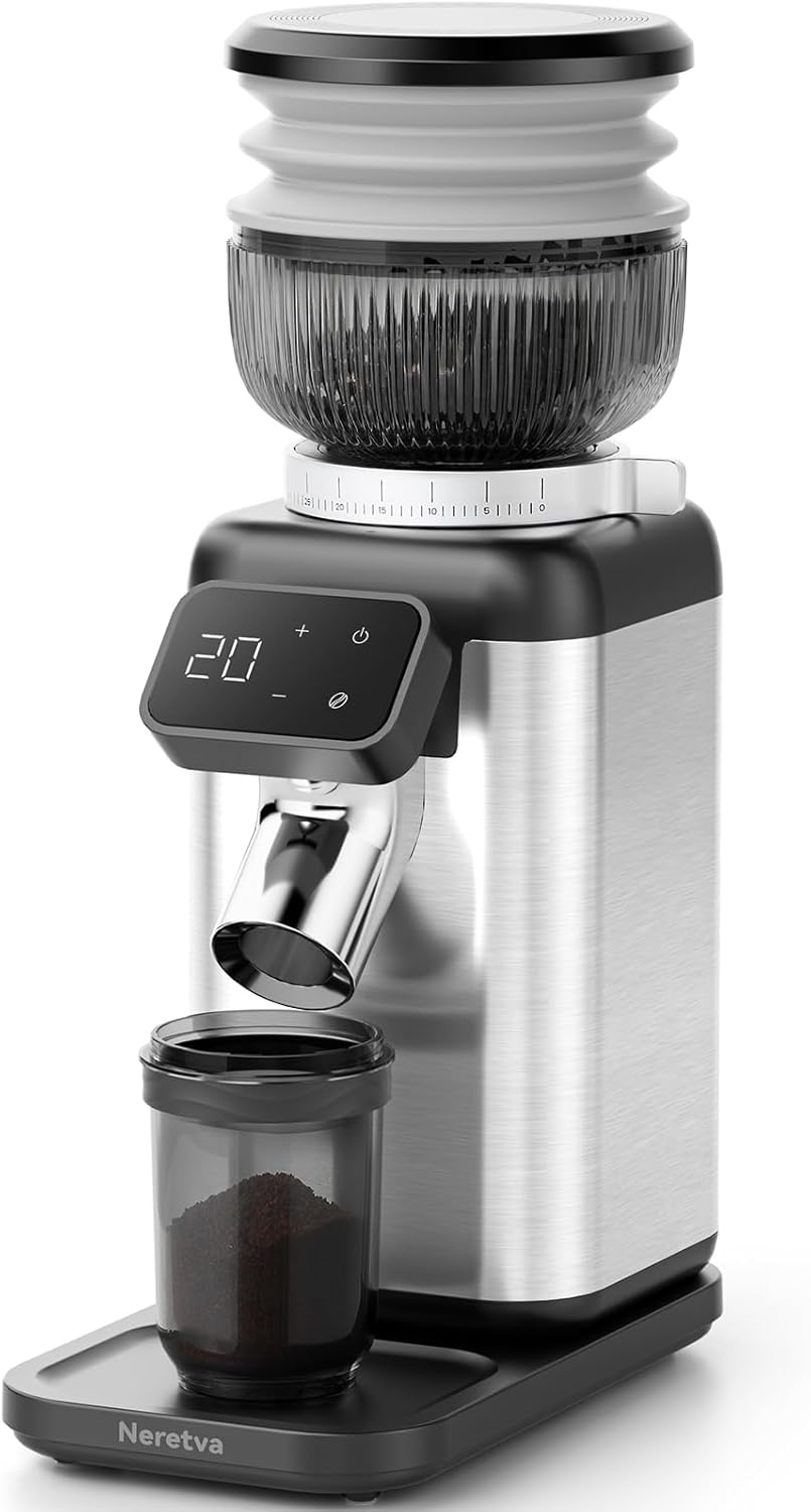 Neretva Coffee Grinder, Professional 40 Precision Grinder Electric Even Grinding & Antistatic & Residue-Free Coffee Grinder Cone Grinder Espresso / Filter Coffee / French Press / Moka Pot