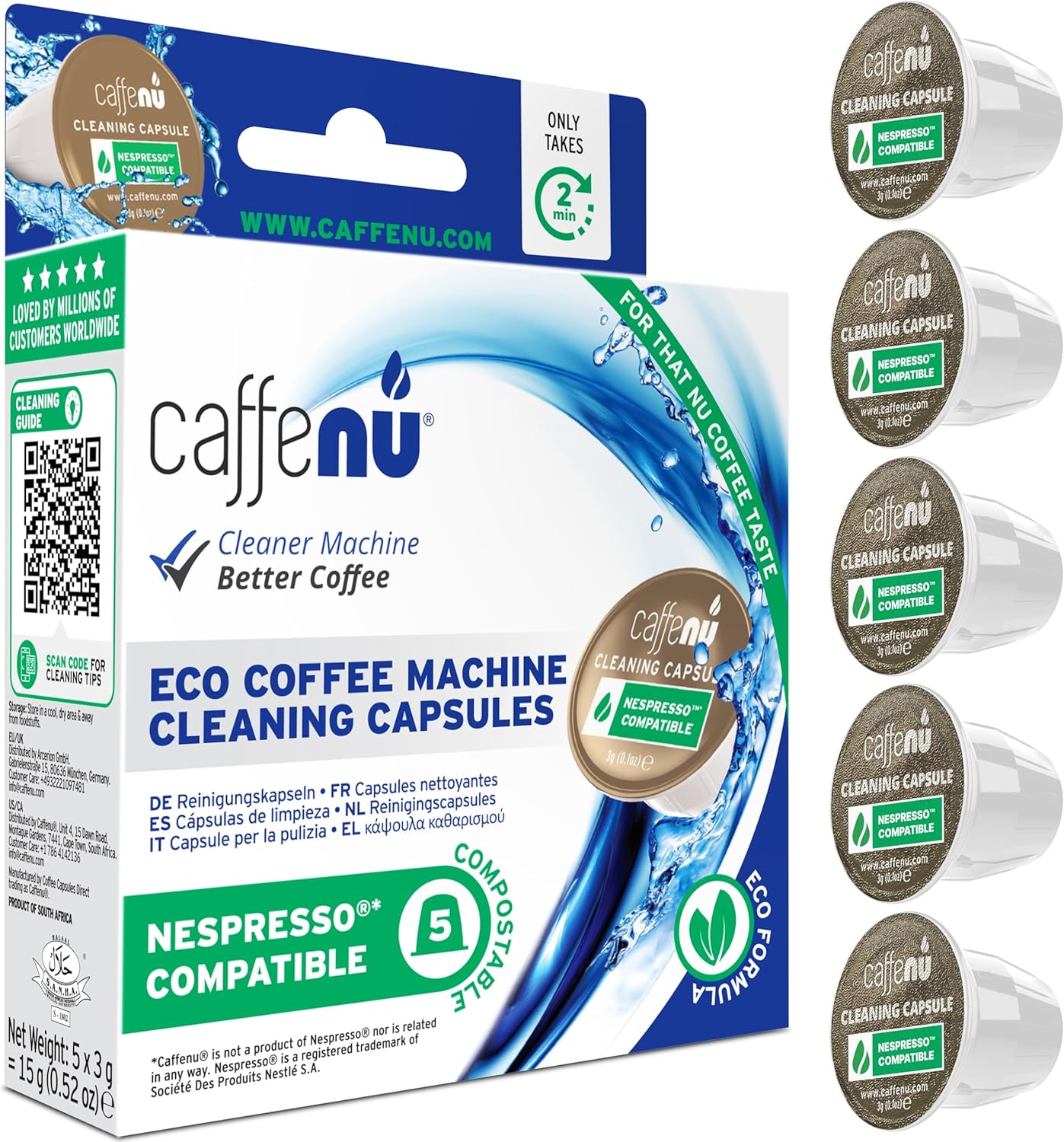 Caffenu Eco Nespresso Cleaning Capsules Coffee Machine Cleaner for Fresh Coffee Cleaning Capsules for Nespresso Machines Barista Accessories Can be Combined with Descaler Set
