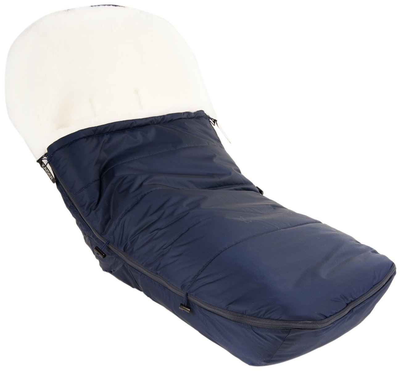 Kaiser Stroller Foot Muff for Bugaboo Brand All Models And Joolz Sheepskin Natural White navy