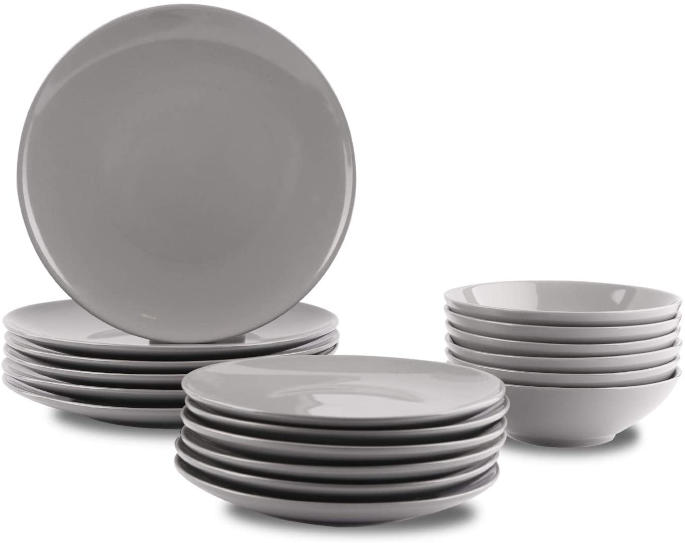 AmazonBasics basics 18-Piece Dinner Set, Service For 6